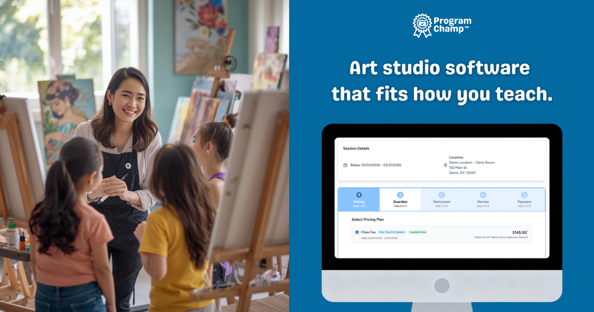 Art class and camp registration software for art schools and studios