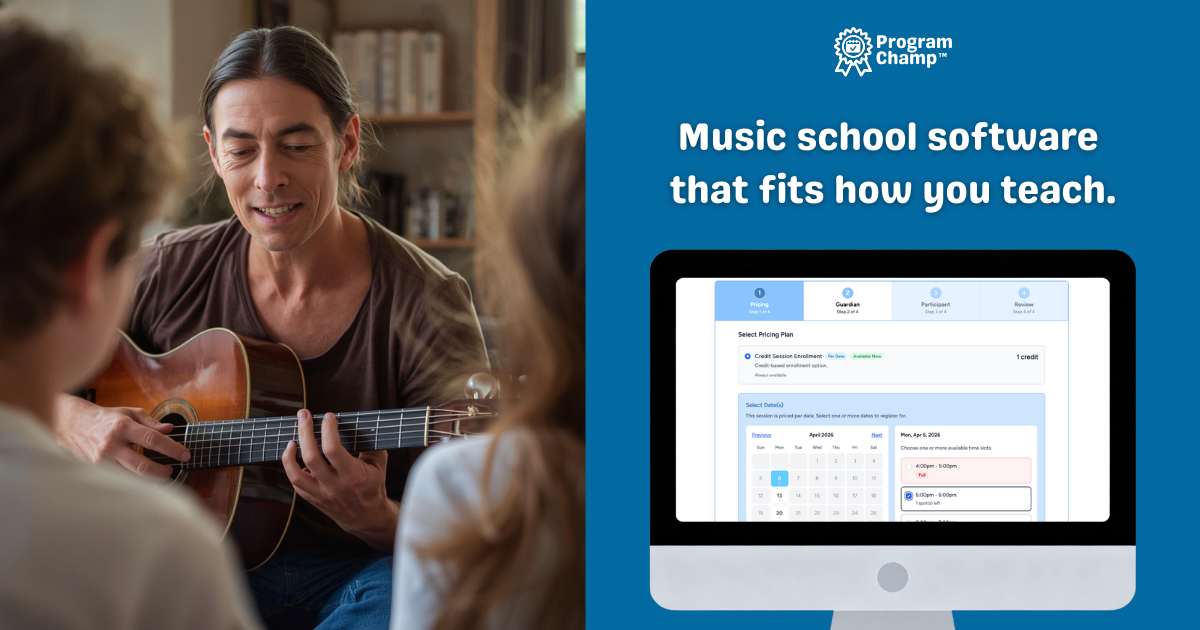 Music lesson scheduling and registration software for music schools and schools